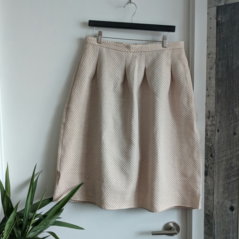 Pink and Gold Box Pleated Midi Skirt